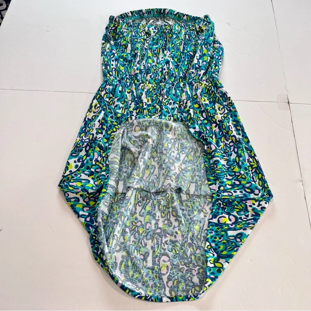 Lilly Pulitzer Windsor Strapless Dress Coverup Sea Blue Green It's A Stretch XS - Picture 5 of 9